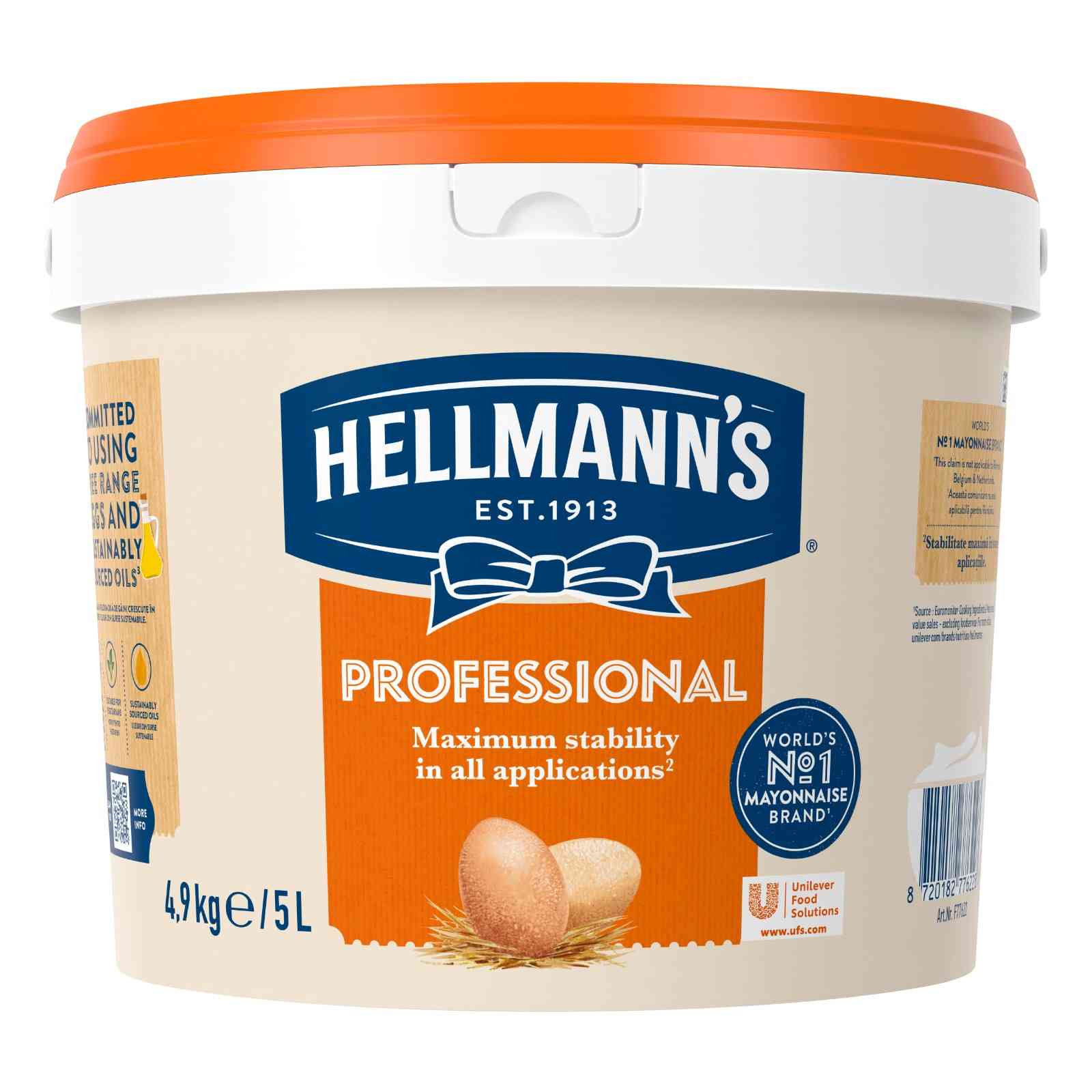 Hellmann’s Professional mayo 5L bucket - Professional mayo designed by chefs for professional kitchens and for maximum stability in all applications